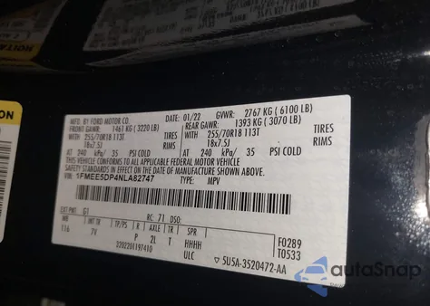 2022 Ford Bronco Outer Banks из США, поврежденный, VIN 1FMEE5DP4NLA82747